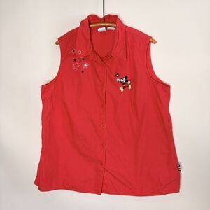 Disney Minnie Mouse 90's Sleeveless Tank Button Up Sparkler July 4th Women 1X